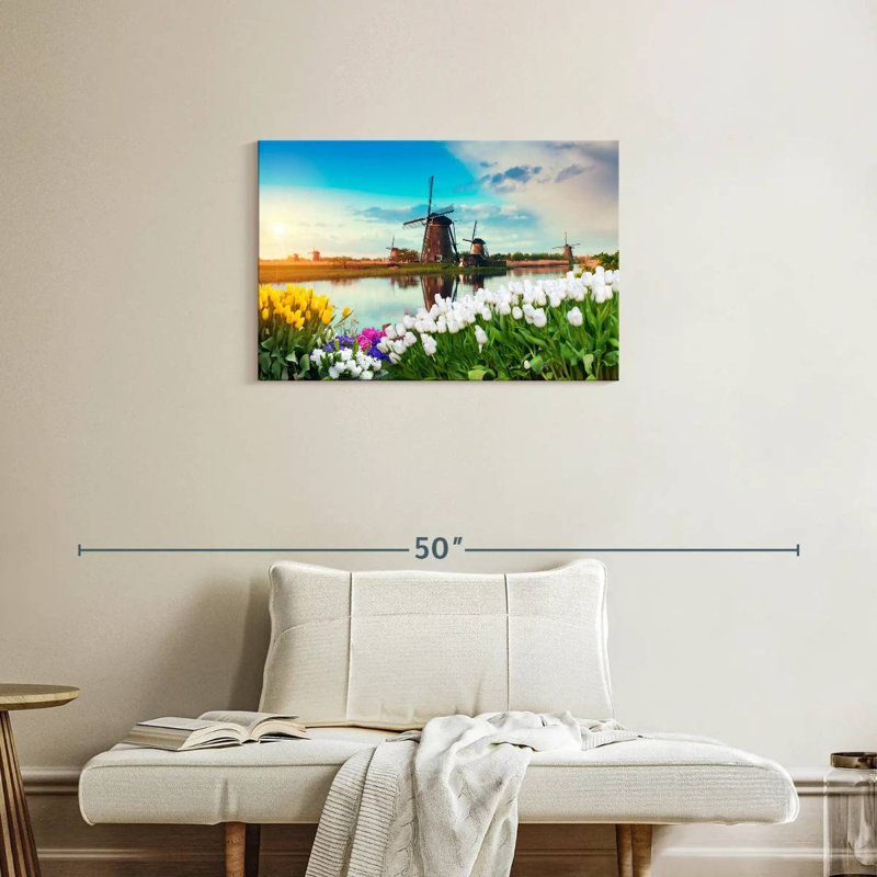 Kavia Scenic Windmills And Tulips, 20" H x 30" W