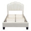 Lit tapissier en forme de fleur, tête de lit élégante avec bande lumineuse à DEL, lit plateforme en tissu sherpa avec support à lattes en bois-1639517022