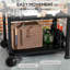 Chariot de barbecue extérieur avec tablette pliable, 46 po x 21,75 po, acier inoxydable, table de préparation, chariot de dessert mobile noir, côté