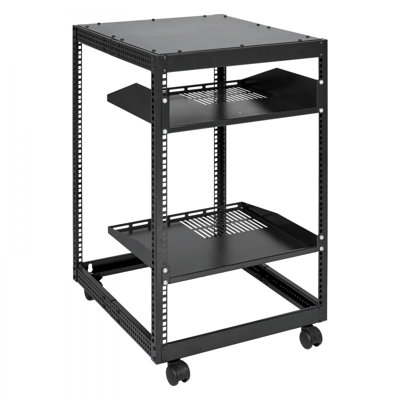 15U Open Frame Server Rack, 23''-40'' Adjustable Depth, Free Standing or Wall Mount Network Server Rack, 4 Post AV Rack with Casters, Holds All Your Networking IT Equipment AV Gear Router Modem