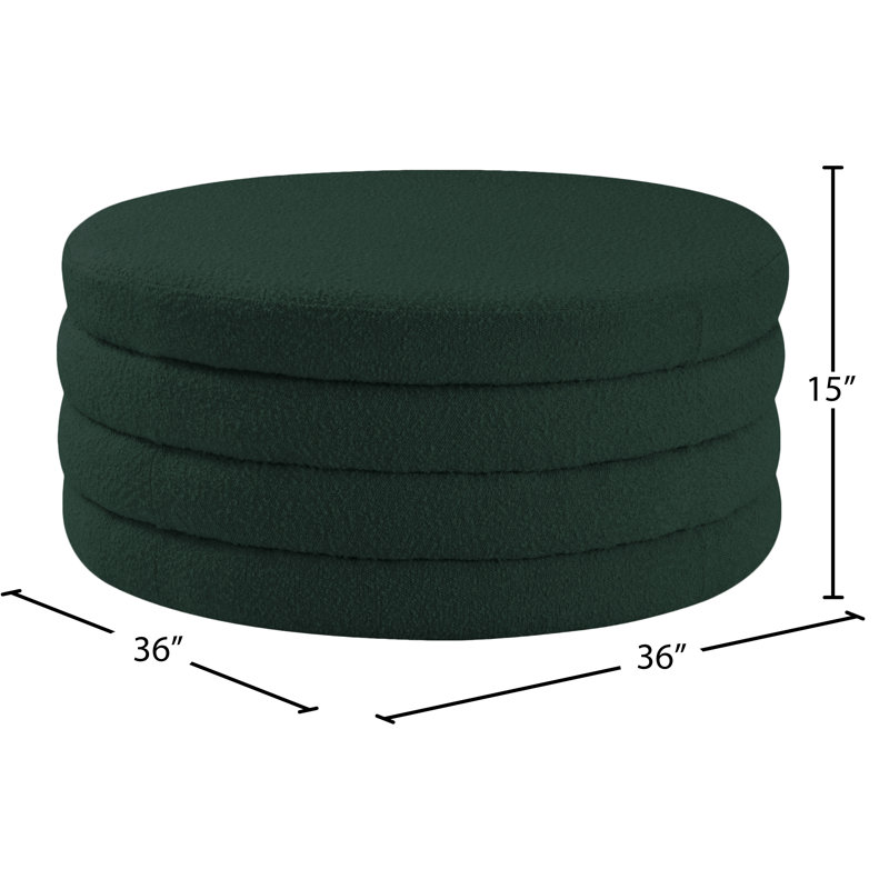 Amy-Claire Upholstered Ottoman, Green Boucle Fabric