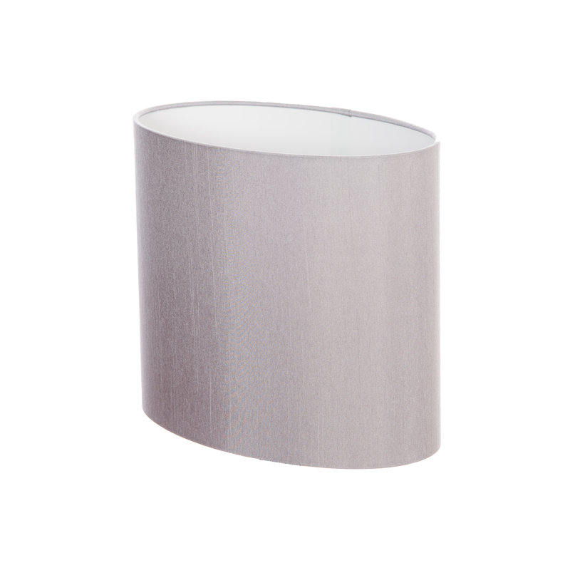 Satin Backed Dupion Oval Lamp Shade ( Screw On ), Gunmetal, 17cm H x 23cm W x 13cm D