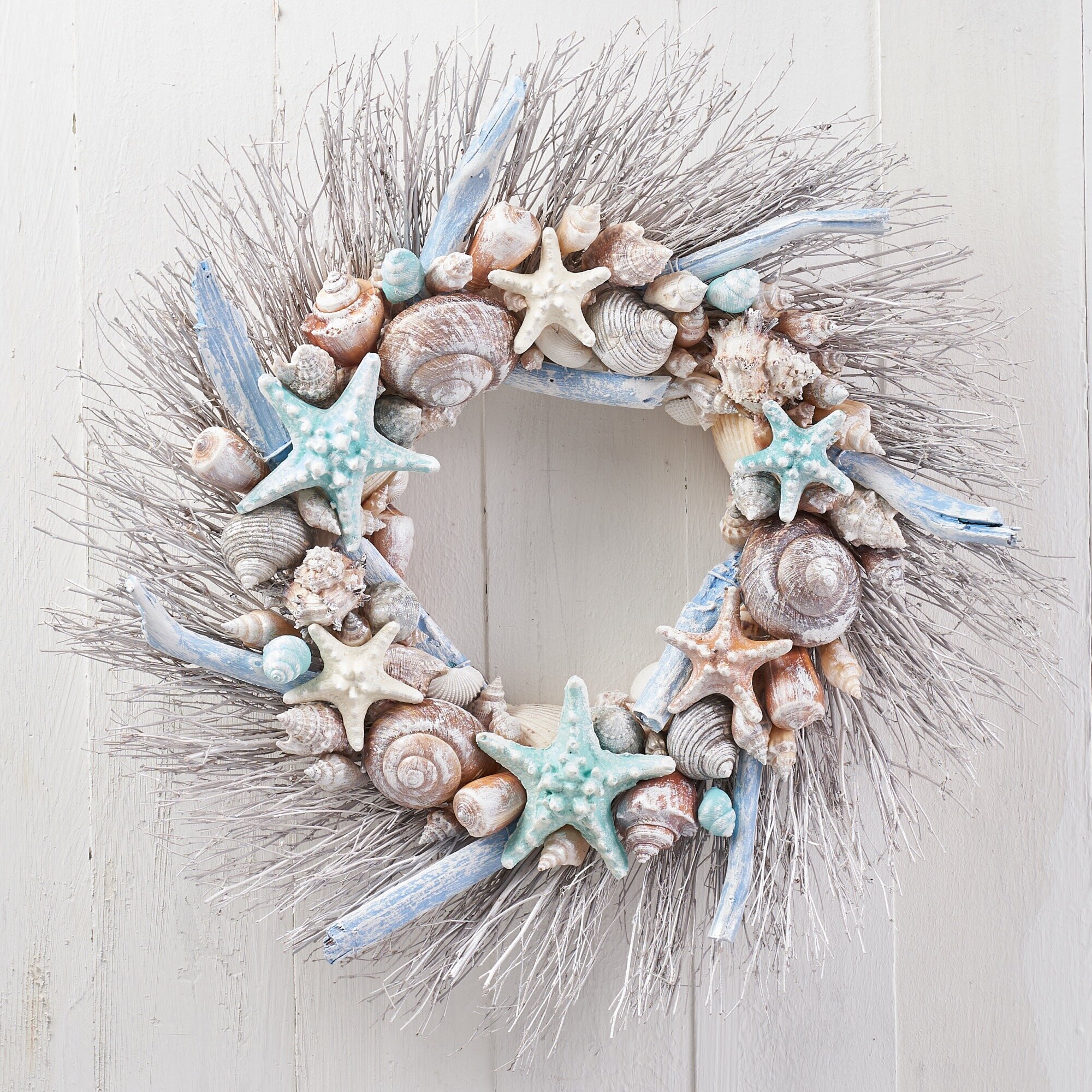 Beach Wreath with Nautical Balls 24 inches Indoor/Outdoor Handmade Deco Mesh