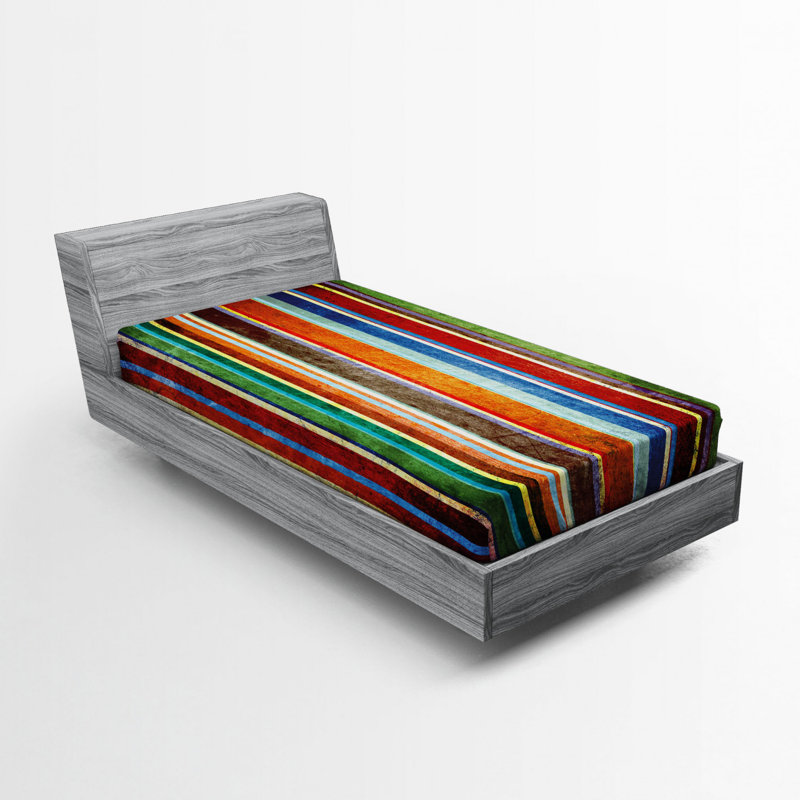Twin XL Multicolor Striped Microfiber Fitted Sheet
