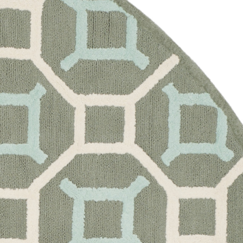 Sheeran Newport Hand Hooked Cotton Pile Geometric Rug, Round 6'