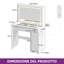  Dressing Table With Mirror,White Makeup Desk with Glass Tabletop
