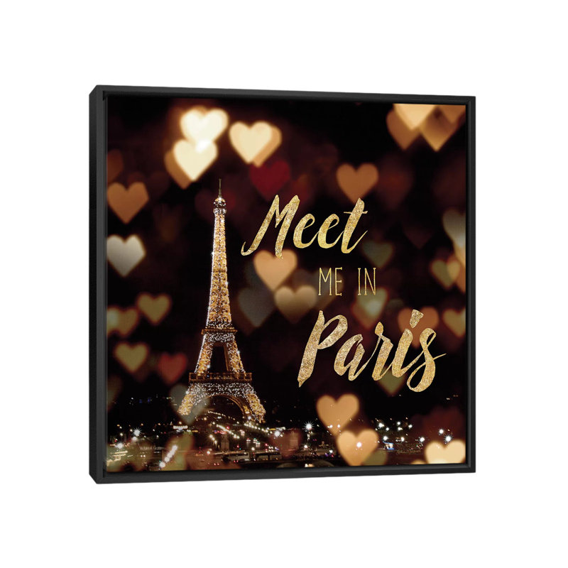 Citations à Paris, impression sur toile tendue, H 26 po x l 26 po x P 1,5 po, Toile encadrée noire, Pas de tapis