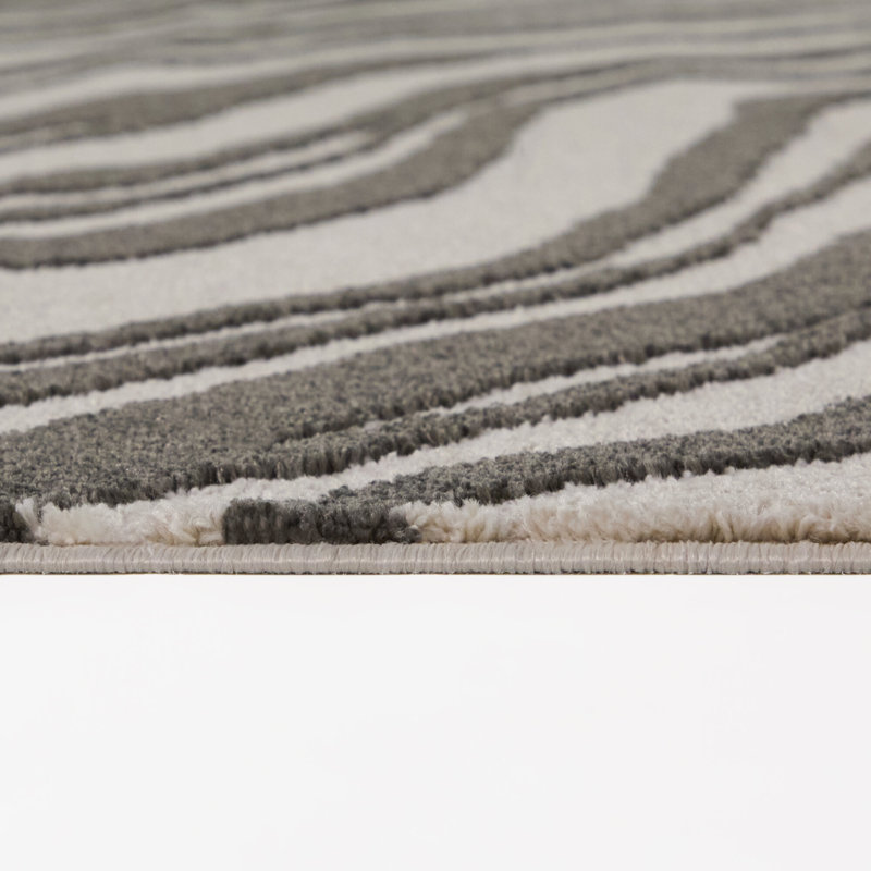 Tapis Campavias Charcoal Abstract Waves, 5 pi 3 po x 7 pi
