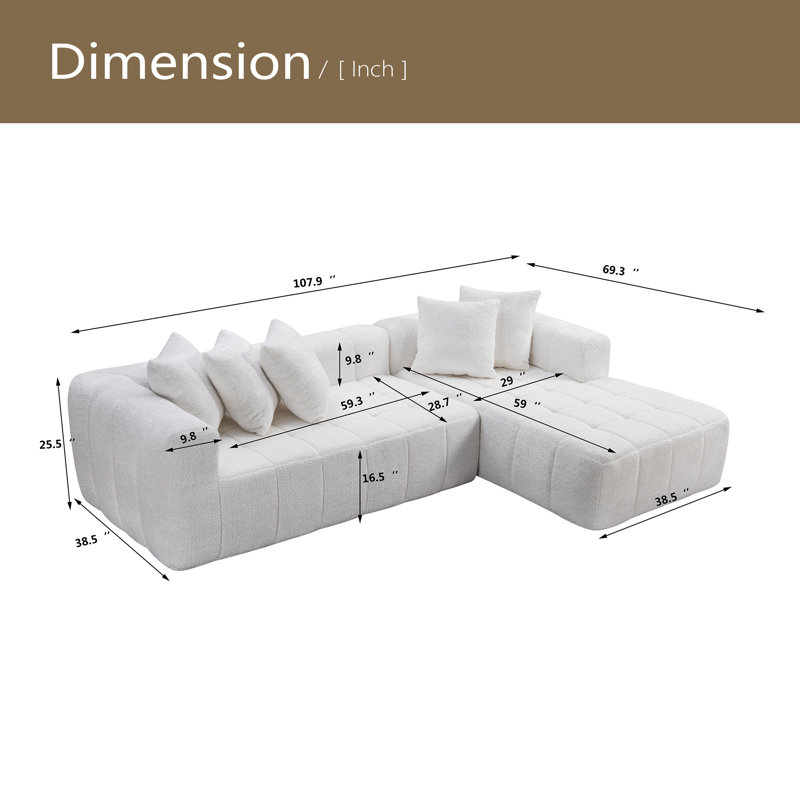 Canapé modulaire 107,9 po Cloud, Blanc