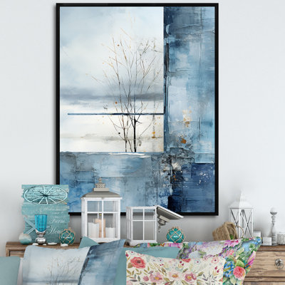 «White and Blue Winter Forest Collage IV - Winter Landscape», art mural