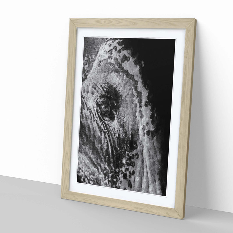Watchful Elephant - Picture Frame Painting Print, Oak Framed, 48cm H x 36cm W x 2cm D