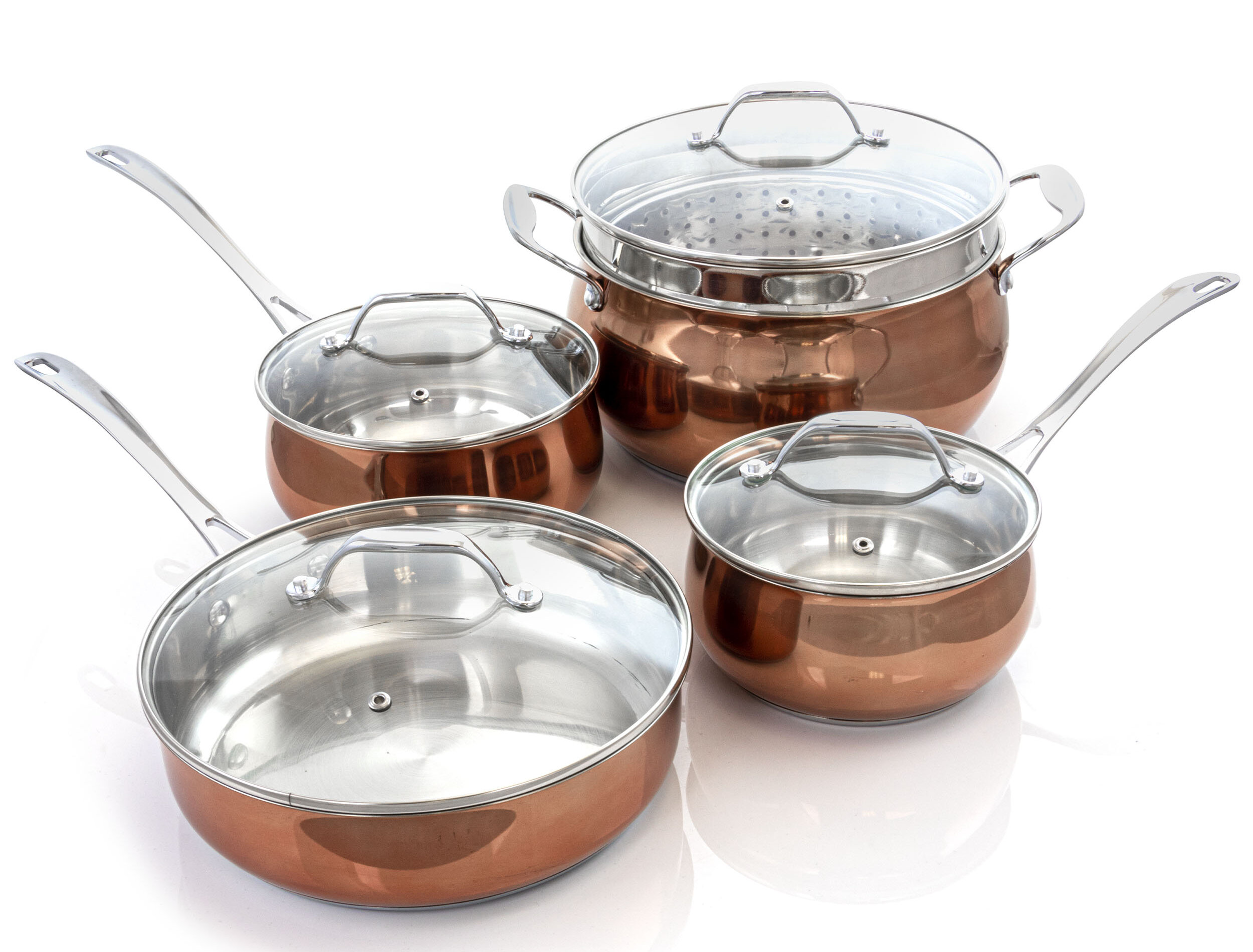 Oster Rockglass 13-piece Stainless Steel Cookware Set in Silver