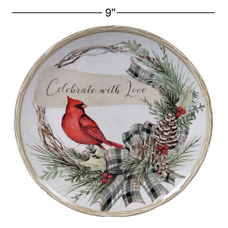 Certified International Holly And Ivy Set/4 Dessert 9"