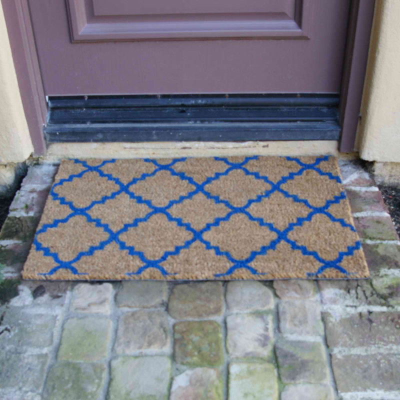 Wendland Non-Slip Geometric Outdoor Doormat, Blue