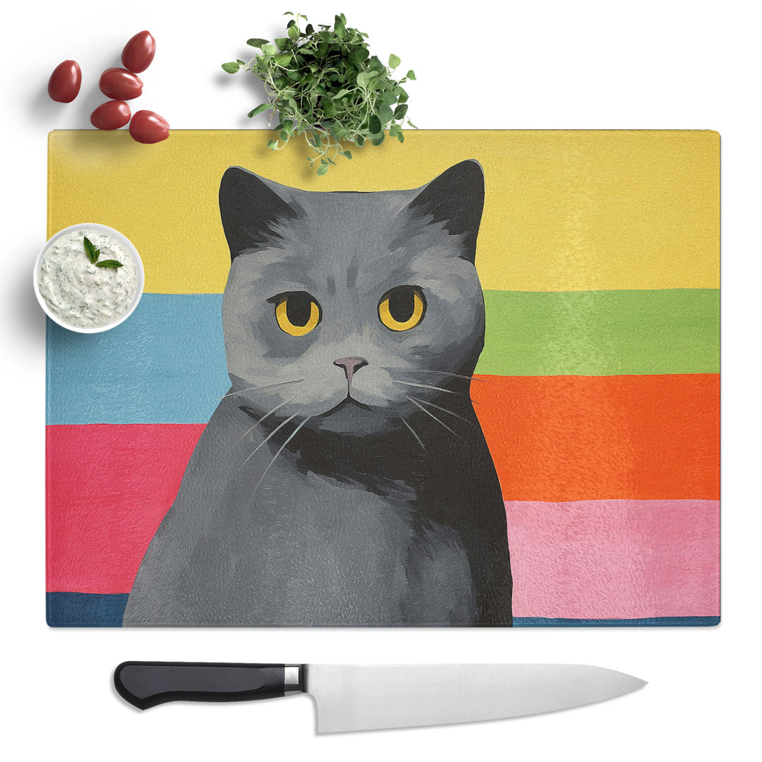 Cat Minimalism No.3  Glass Chopping Board