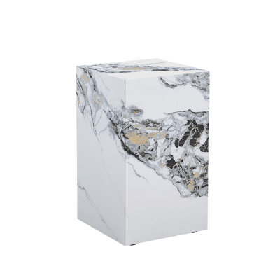 Elevate Your Living Space With This Modern MDF Coffee Table, Which Showcases White Marble Textured Patterns. It Is Characterized By Stylish Design.11.81X11.81X19.69 Inches
