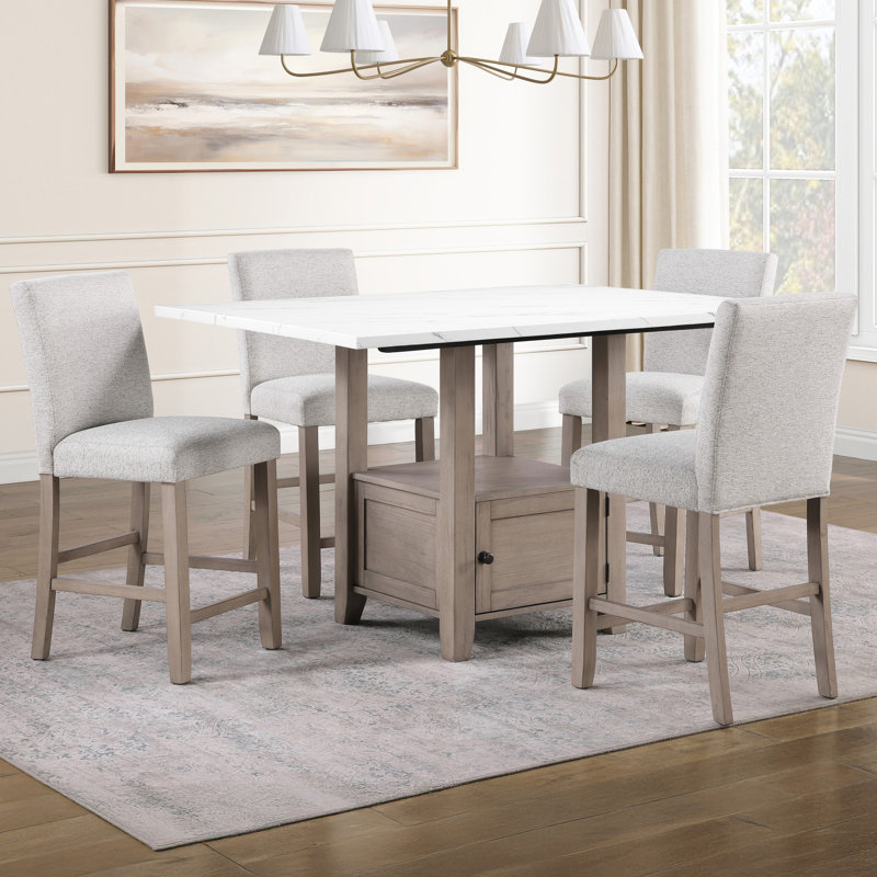 Ensemble de table de salle à manger en marbre Taylor, 5 pièces: table, 4 chaises