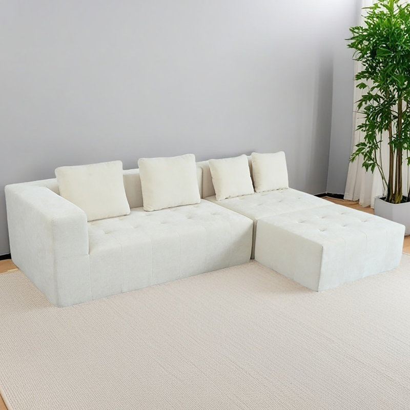 Grand canapé modulaire amovible moderne, ensemble de 3 pièces avec combinaison gratuite, comprenant 4 coussins, idéal pour le salon, la chambre à coucher et un appartement