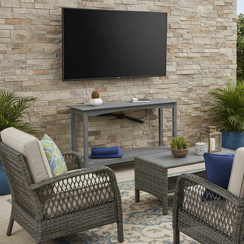 48'' Rectangular Outdoor HDPE Buffet & Console Table, side table, Gray