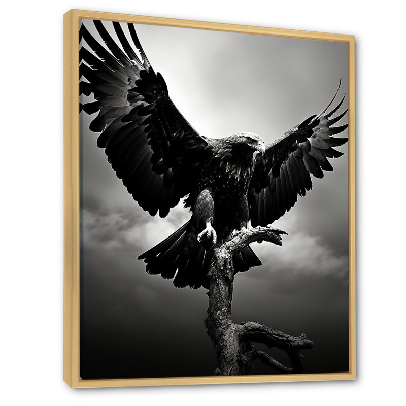 «Powerful Bold Eagle» - Imprimé, H 20 po x l 12 po x P 1 po, Cadre naturel flottant