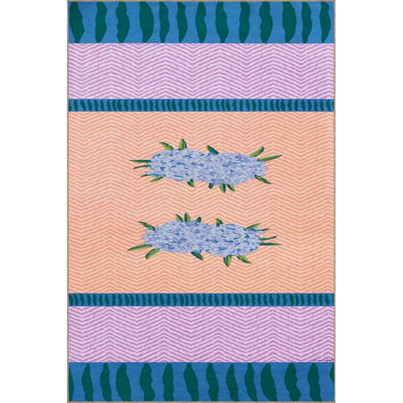 Tapis décoratif à motif floral orange moderne, Sous-tapis carré 3 pi 3 po inclus