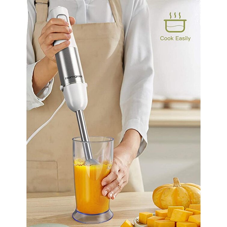 Homcom 5-in-1 Electric Hand Mixer, Handheld Mixer With Measuring Cup, 300w Immersion  Blender With 5+1p Speeds, Dough Hooks For Fruit And Milkshake : Target
