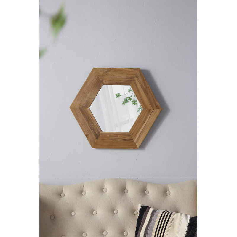 Miroir hexagonal 18,5 "x 18,5" avec cadre en bois naturel, Natural