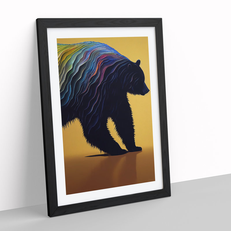 Mighty Bear Abstract - Framed Print, Black, 64cm H x 46cm W