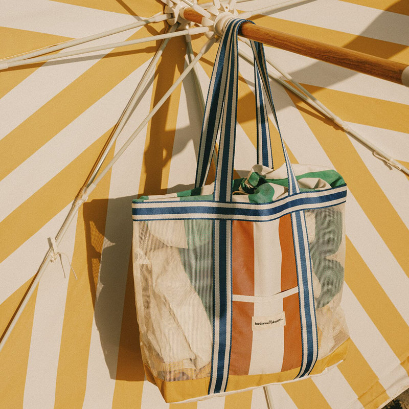 Mesh Beach Bag - Xlarge, White/Blue/Orange