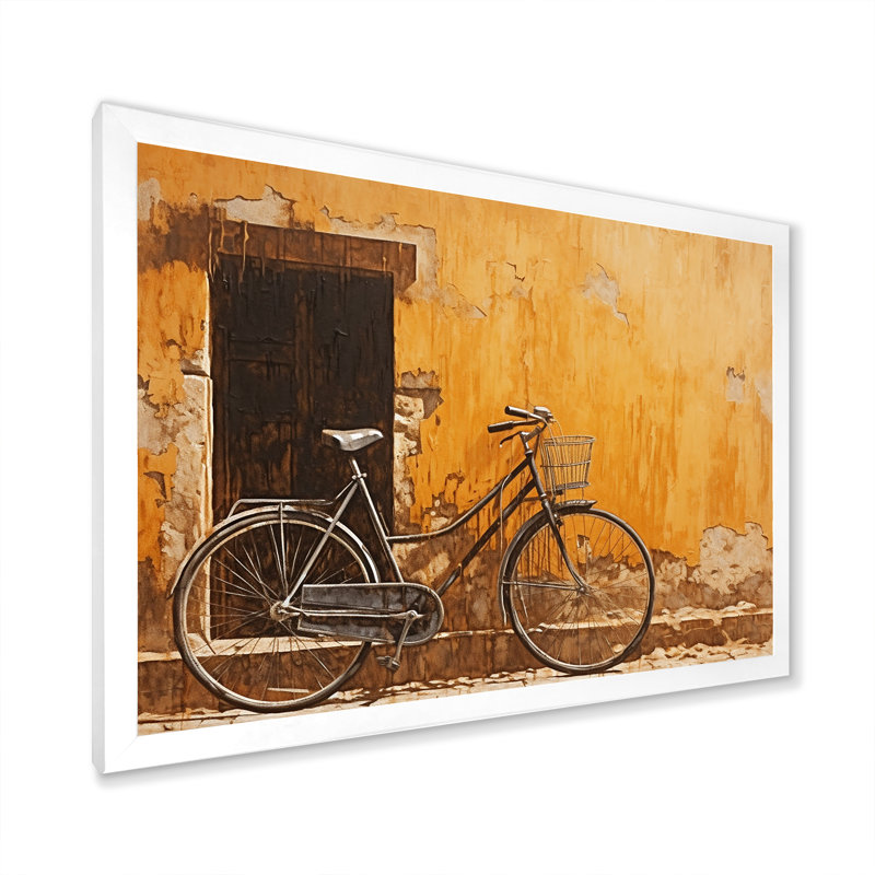 " Caramel Commute Bicycle I ", 24" H x 32" W x 1" D, White Picture Framed