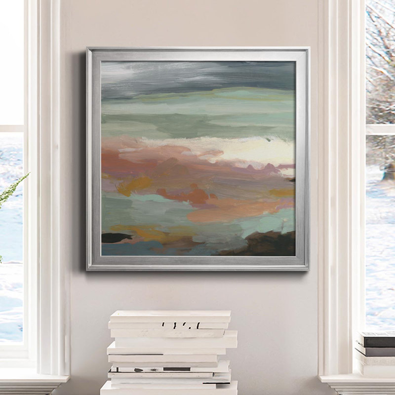 Océan bluff - peinture sur toile encadrée, H 17,5 po x l 17,5 po x P 1,5 po, Toile argentée