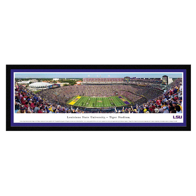 NCAA LSU Football Panoramic Print, Black Floater Framed, 15.5" H x 42" W x 0.88" D