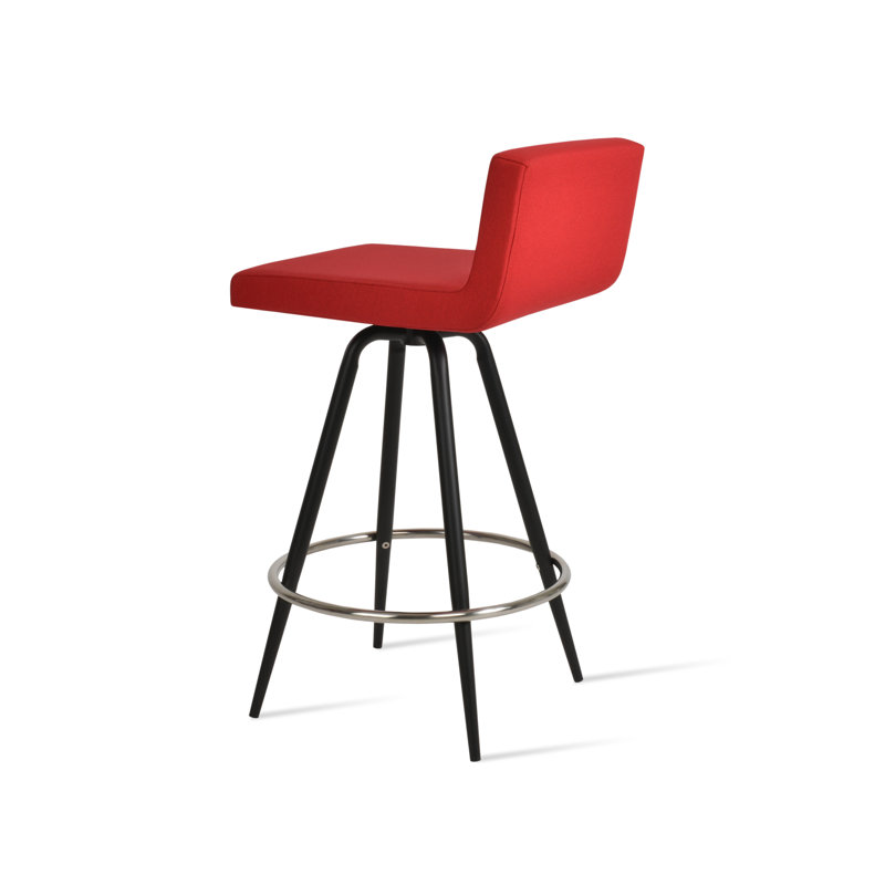 Tabouret pivotant Dallas Max, Noir, Tabouret de comptoir (siège d'une hauteur de 24 p, Rouge d’époque