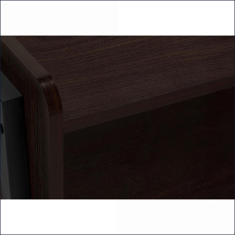 Table basse en stratifié brun foncé avec casier de rangement, table d'appoint 2 niveaux peu encombrante pour le salon, la chambre à coucher