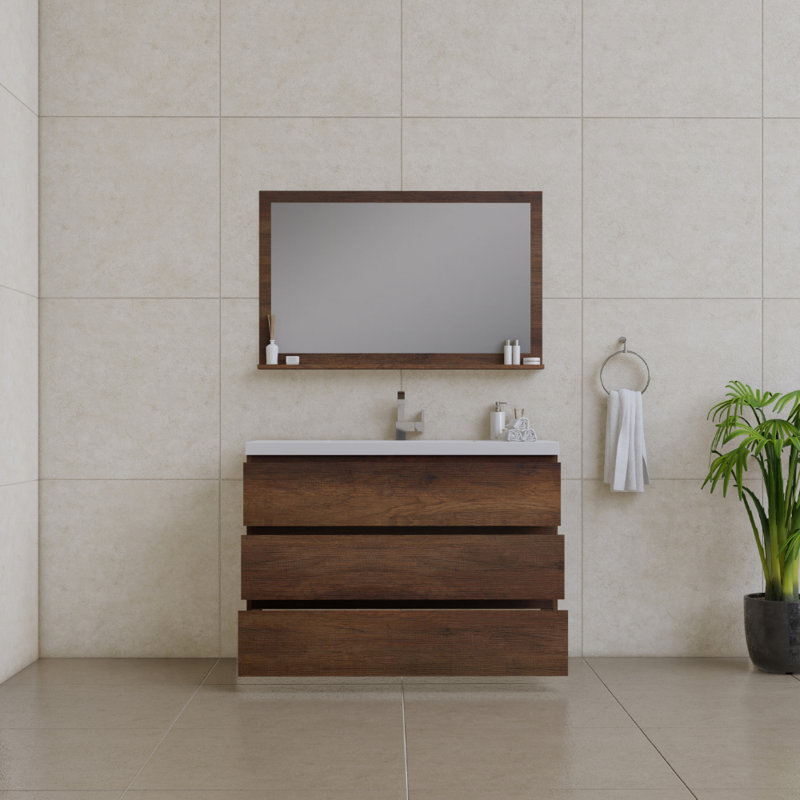 Ensemble de meuble-lavabo simple 42 po Esquina, Bois de rose