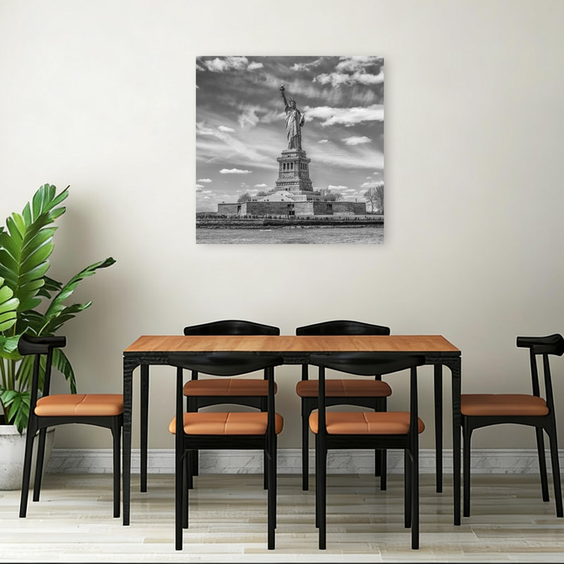 Statue de la Liberté, style classique abstrait contemporain, architecture urbaine, affiche murale, H 36 po x l 36 po