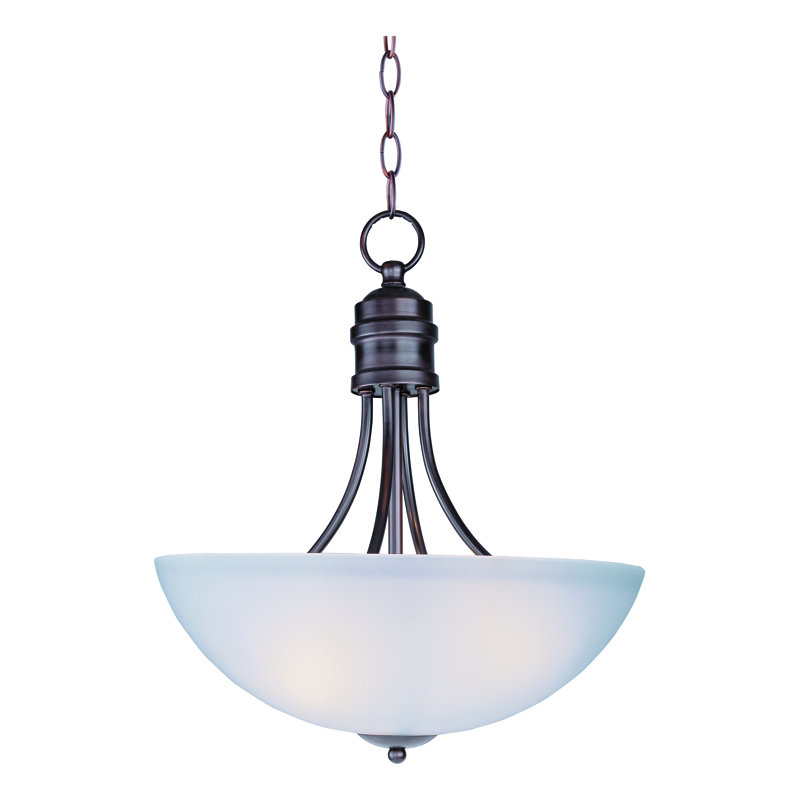 Luminaire suspendu bol simple 3 lumières Ashunta, Bronze huilé