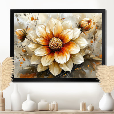 Jacobah abstrait orange Dahlia Glow II - grand art mural Dahlia