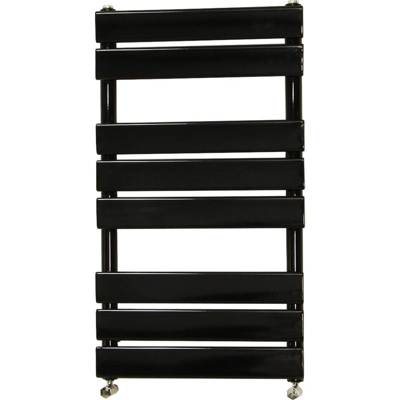 Flat Panel Heated Towel Rail Radiator Bathroom Warmer, 80cm H x 45cm W x 6.2cm D, Black