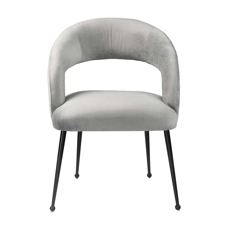 Chaise en velours Julie, Velours gris clair, Noir