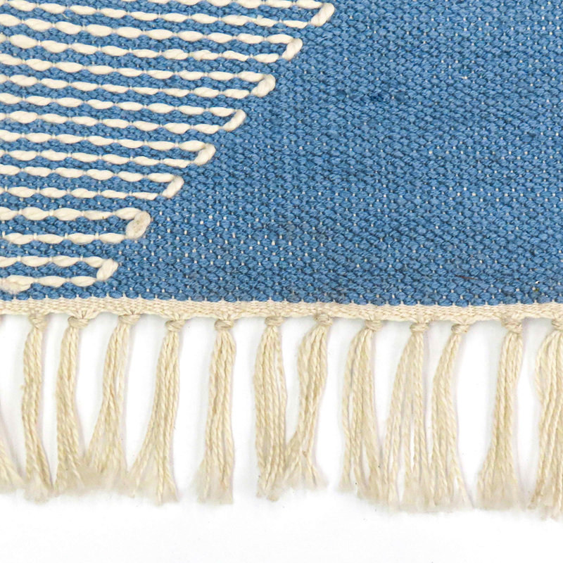 Tapis d'extérieur tissé à la main, bleu cendré, Rectangle 4 pi x 6 pi