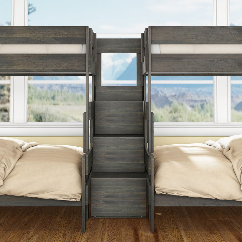 Lit superposé double/quadruple de style ferme, bois flotté, Bois flotté