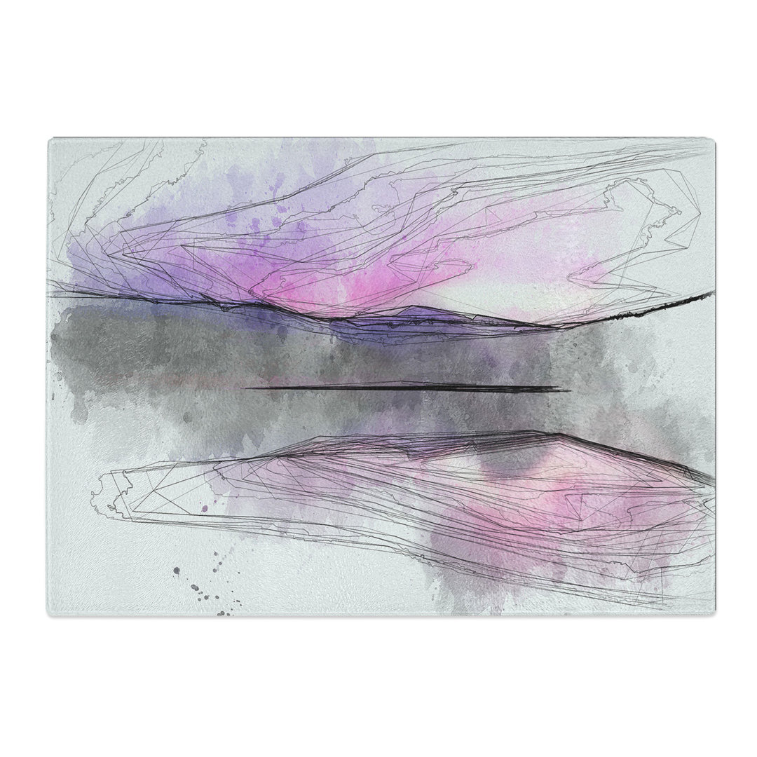 Tempered Glass Purple Mountains Chopping Board