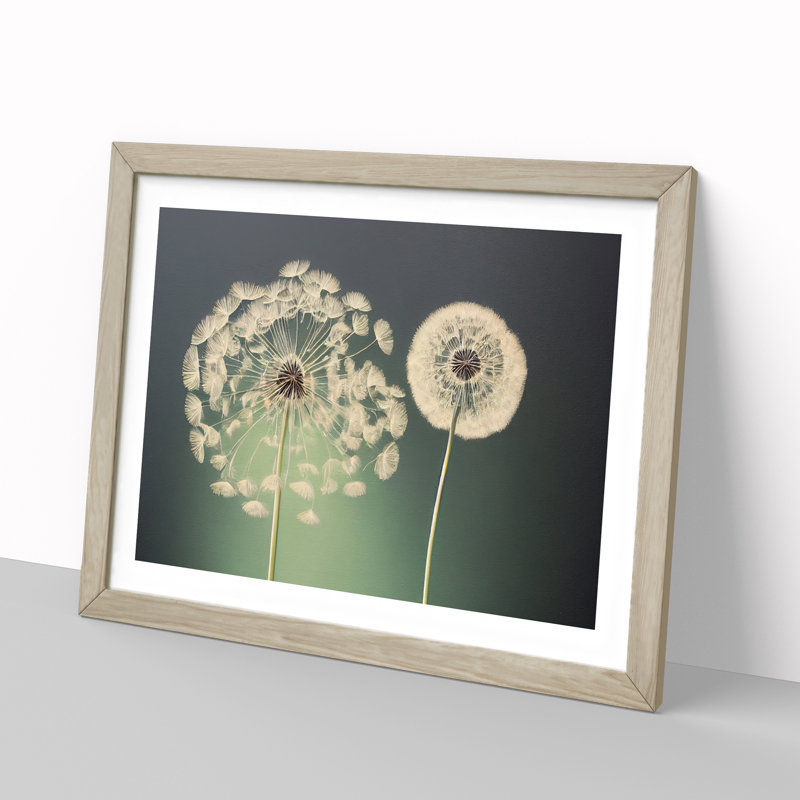 XH1022-10136X Wholesome Dandelion Flowers 1 Piece Single Picture Frame Wall Art, 34cm H x 46cm W x 2cm D, Oak Framed