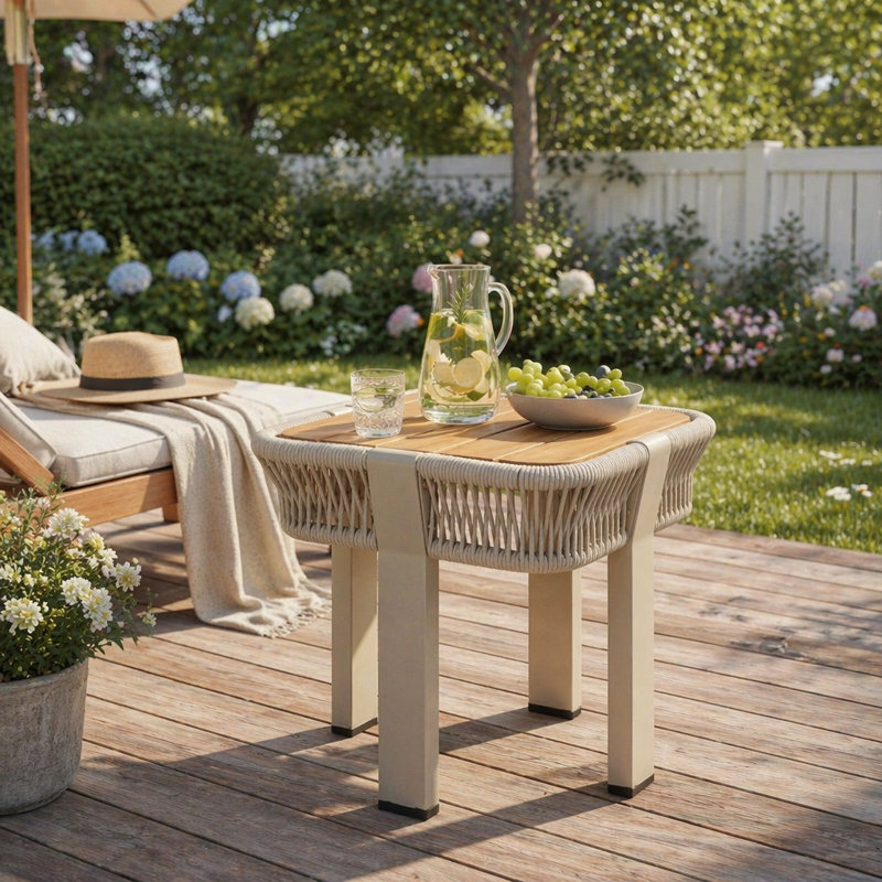 Table de bout d'extérieur pour patio, Beige