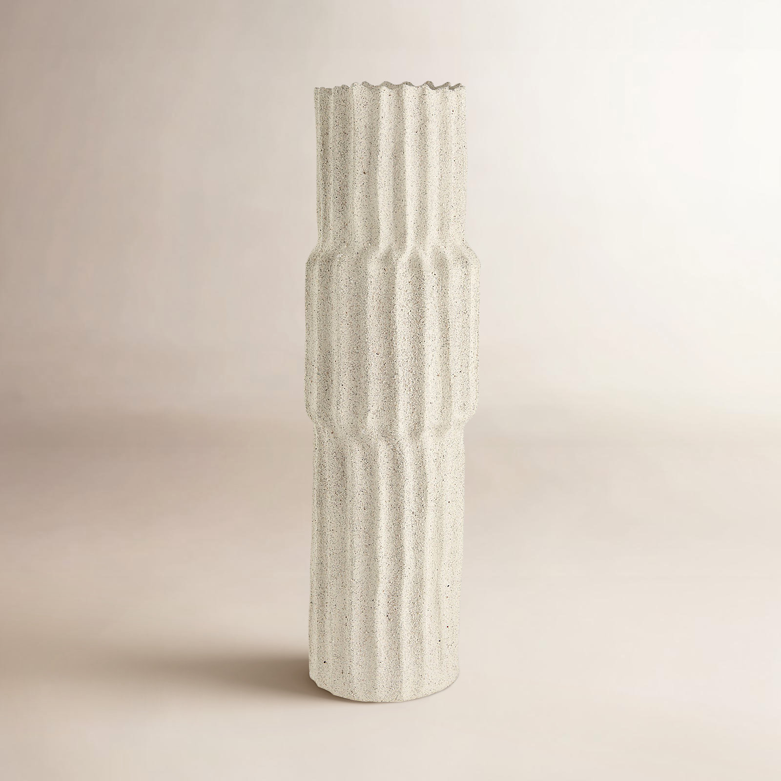 Zahari Ceramic / Porcelain Table Vase, Cream, 23" H x 6.7" W x 6.7" D