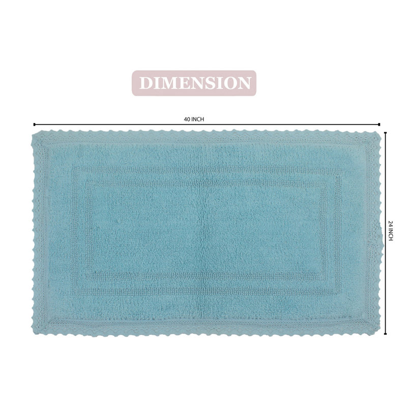 Tapis de bain réversible 100% coton Opulent Bathmat, l 24 po x L 40 po, Aigue-marine