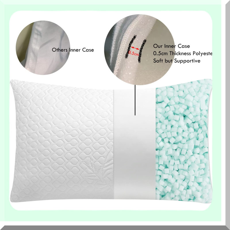 CoolDream Memory Foam Pillow - Queen Size Adjustable Loft Pillow for Sleeping with Cooling Washable Pillow Case