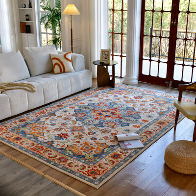Tapis à motif floral lavable Scheri