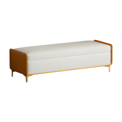 Italian Style Cat-Scratch Resistant Leather Metal Storage Ottoman